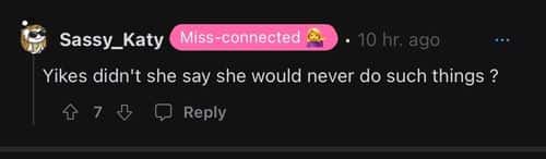 Screenshot from Reddit