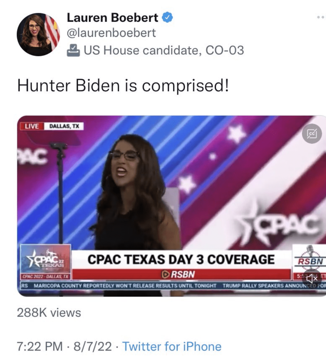 Lauren Boebert quickly deleted the tweet but screenshots went viral (credit: @DonLew87/Twitter)