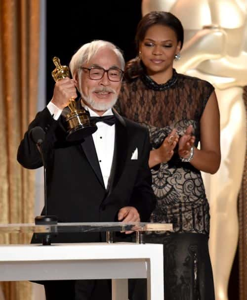 Honoree Hayao Miyazaki accepts an Honorary Award onstage during the Academy Of Motion Picture Arts And Sciences' 2014 Governors Awards at The Ray Dolby Ballroom at Hollywood & Highland Center on November 8, 2014 in Hollywood, California.