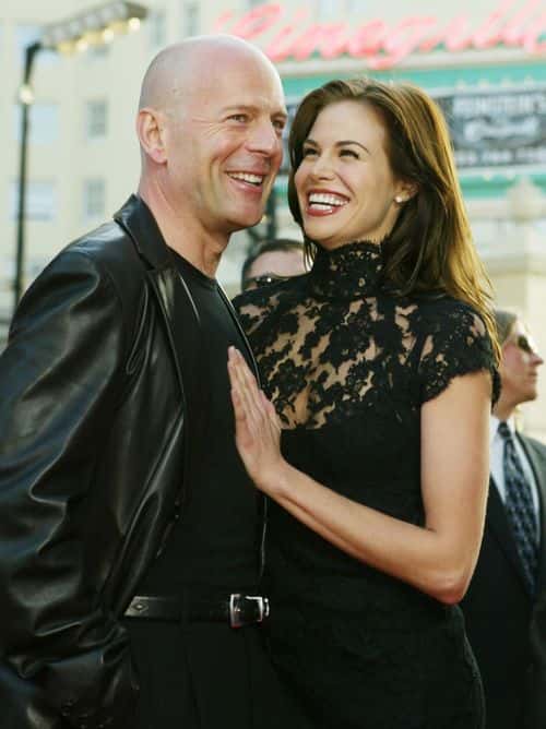 Actor Bruce Willis and girlfriend Brooke Burns attend the Warner Bros. movie premiere of