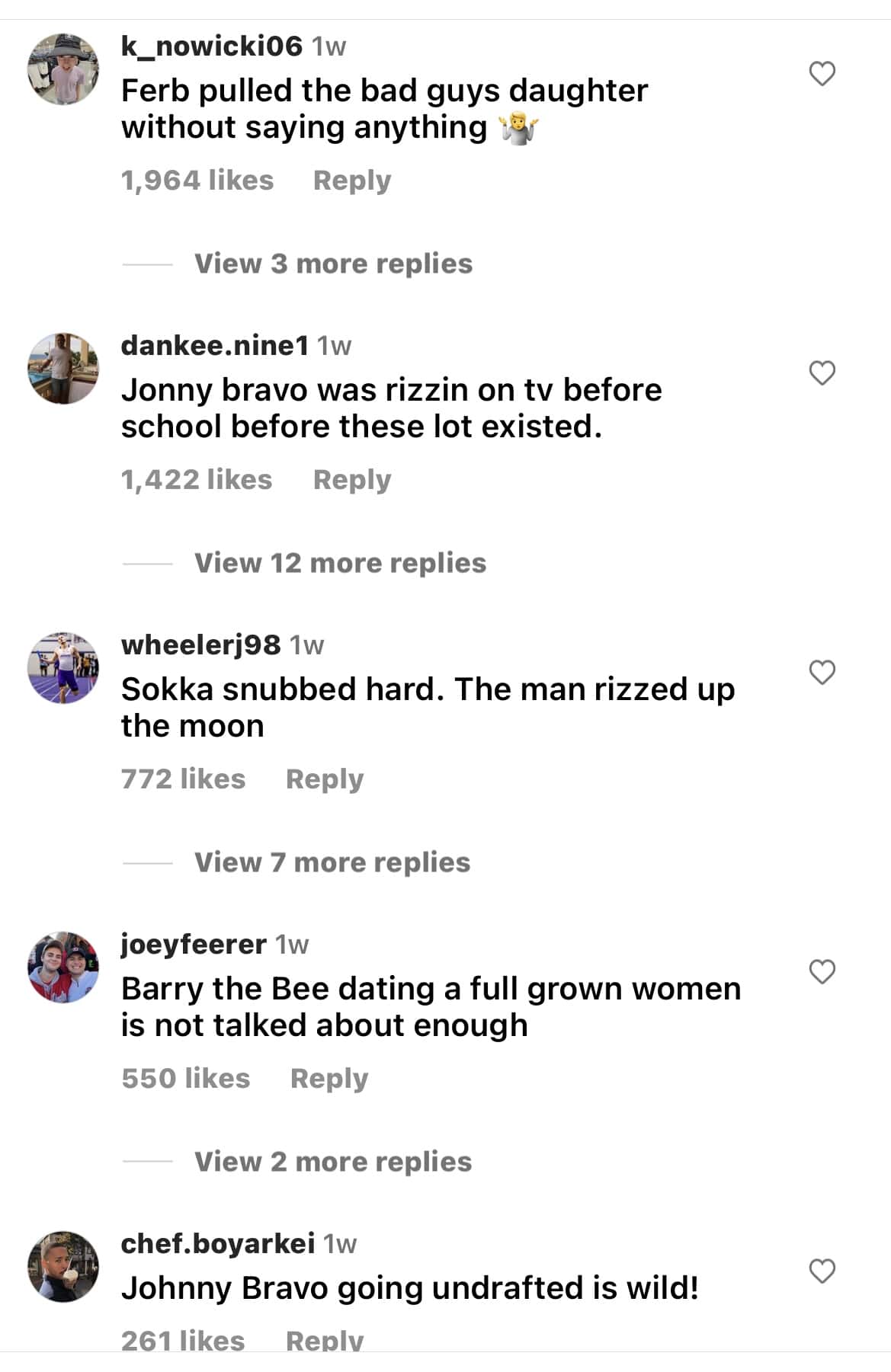 Comment section of Livvy's clip from podcast (@breadbasket303/Instagram)