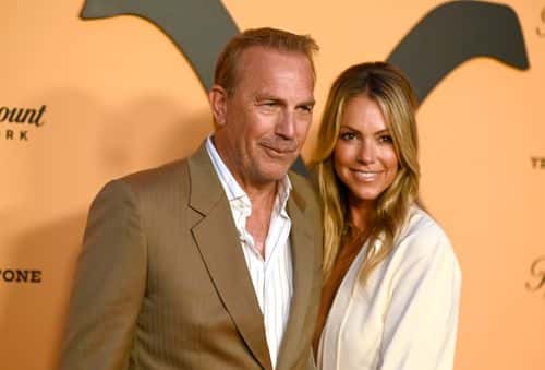 Kevin Costner (L) and Christine Baumgartner attend Paramount Network's 