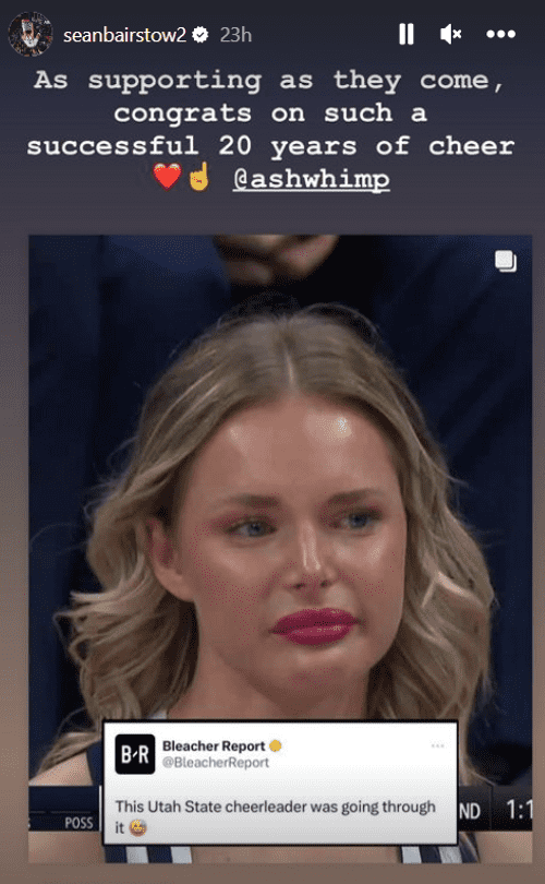 Sean Bairstow shared Ashlyn Whimpey's sobbing moment on his Instagram Story (Instagram/@seanbairstow2)