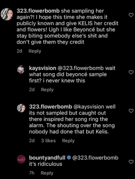 Kelis replying to fan over latest controversy (Photo by Instagram@kelistrends)