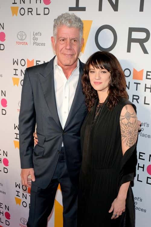 Chef Anthony Bourdain and actor Asia Argento attend the 2018 Women In The World Summit at Lincoln Center on April 12, 2018 in New York City.