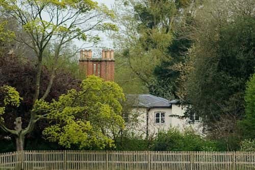 A general view of Frogmore Cottage at Frogmore Cottage on April 10, 2019 in Windsor, England. The cottage is situated on the Frogmore Estate, itself part of Home Park, Windsor, in Berkshire. It is the new home of Prince Harry, Duke of Sussex and Meghan, Duchess of Sussex.