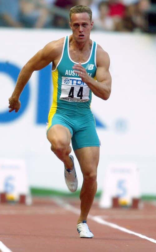 Matthew Shirvington of Australia in action during the first round of the men's 100m heats at the 9th IAAF World Athletics Championship August 24, 2003 in Paris, France.