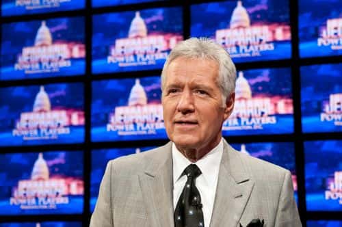 Alex Trebek speaks during a rehearsal before a taping of  Jeopardy! Power Players Week at DAR Constitution Hall on April 21, 2012 in Washington, DC.