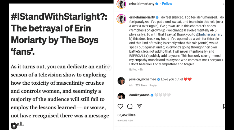 I Do Feel Dehumanized The Boys Star Erin Moriarty Calls Out Trolls For Making Sexual 8452