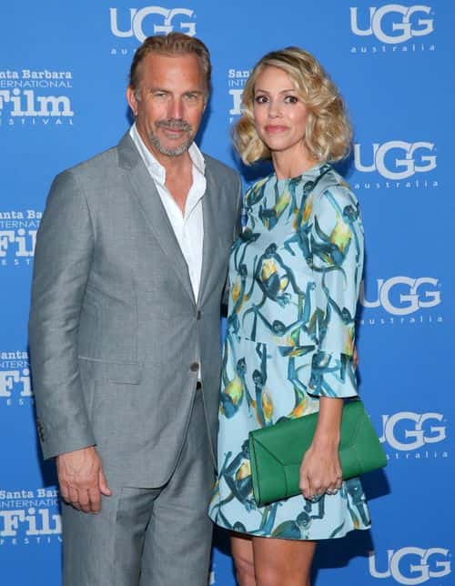 Actor Kevin Costner and wife Christine Baumgartner attend the premiere screening of 'McFarland, USA' at the 30th Santa Barbara International Film Festival at Arlington Theatre on February 7, 2015 in Santa Barbara, California.