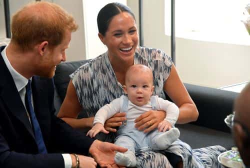 Prince Harry, Duke of Sussex, Meghan, Duchess of Sussex and their baby son Archie Mountbatten-Windsor meet Archbishop Desmond Tutu and his daughter Thandeka Tutu-Gxashe at the Desmond & Leah Tutu Legacy Foundation during their royal tour of South Africa on September 25, 2019 in Cape Town, South Africa.