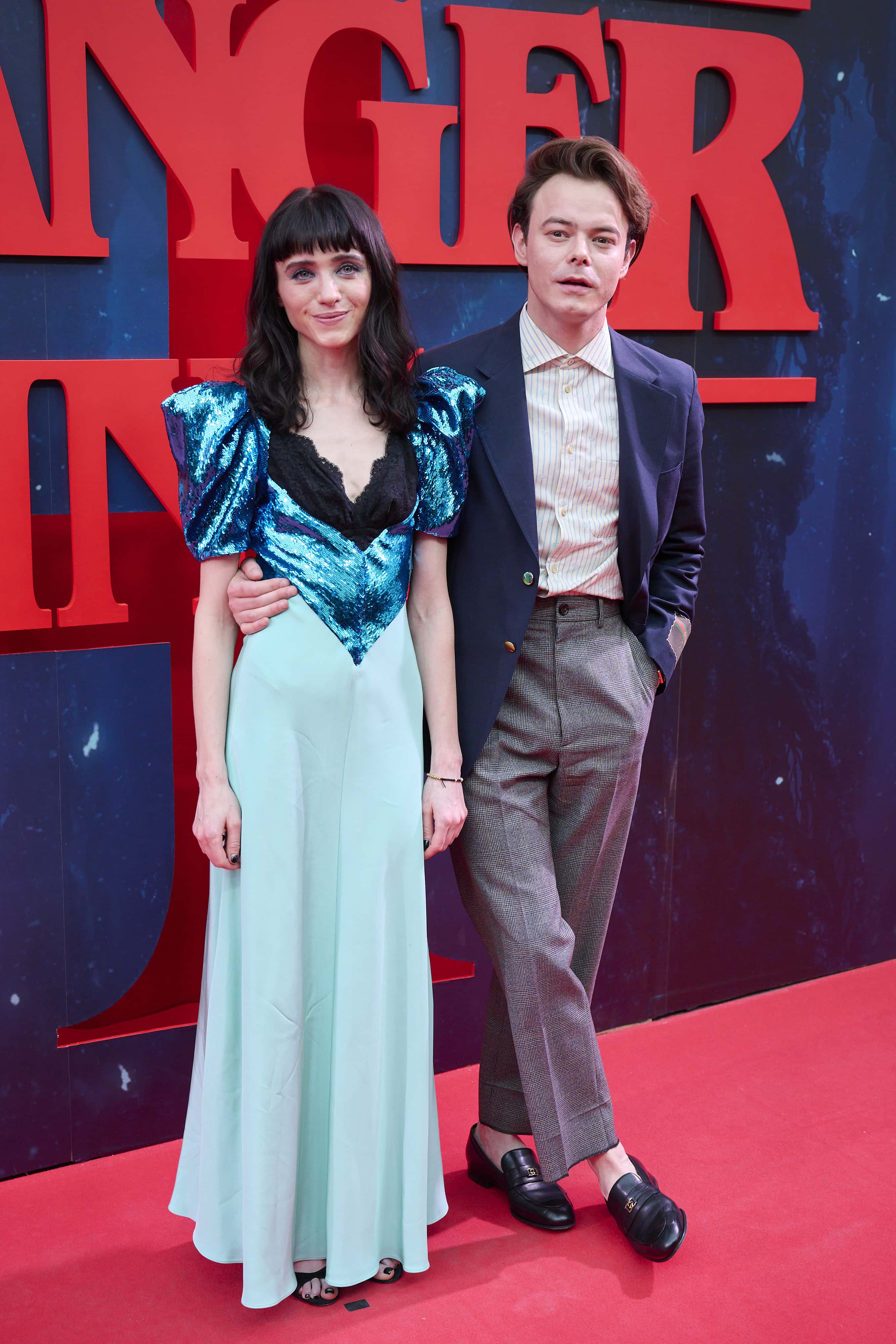 Actors Natalia Dyer and Charlie Heaton attend the 'Stranger Things'  season 4 premiere at the Callao Cinema on May 18, 2022 in Madrid, Spain.