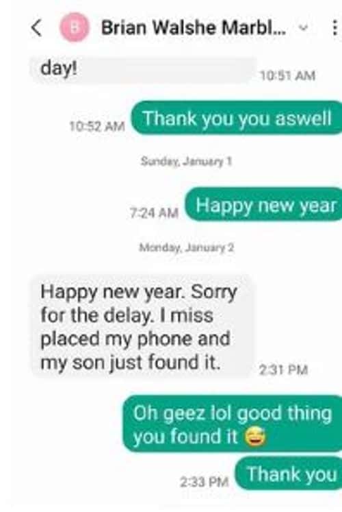 The text message sent by Mike to Walshe (Mike Silva/ Instagram)