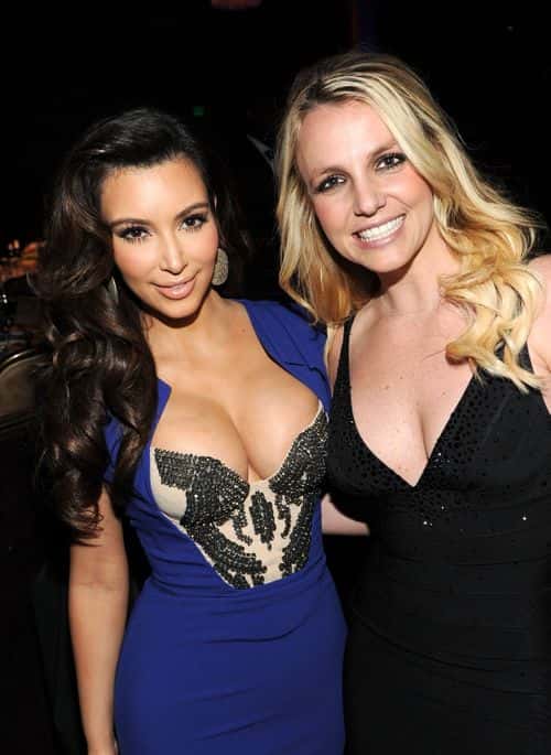 TV Personality Kim Kardashian (L) and and Singer Britney Spears attend Clive Davis and the Recording Academy's 2012 Pre-GRAMMY Gala and Salute to Industry Icons Honoring Richard Branson held at The Beverly Hilton Hotel on February 11, 2012 in Beverly Hills, California.