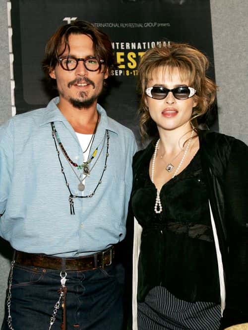 Actor Johnny Depp and actress Helena Bonham Carter participate in a press conference for Tim Burton's