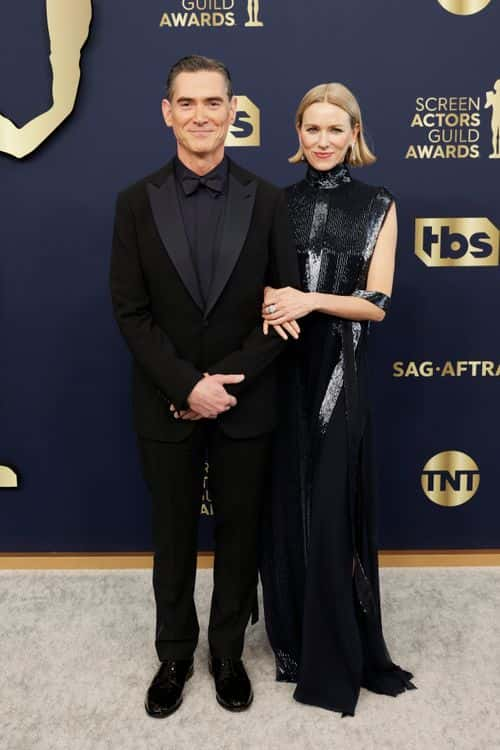 (L-R) Billy Crudup and Naomi Watts attend the 28th Annual Screen Actors Guild Awards at Barker Hangar on February 27, 2022 in Santa Monica, California.