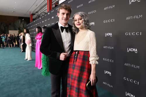 (L-R) Paul Mescal, wearing Gucci, and Phoebe Bridgers, wearing Gucci, attend the 10th Annual LACMA ART+FILM GALA honoring Amy Sherald, Kehinde Wiley, and Steven Spielberg presented by Gucci at Los Angeles County Museum of Art on November 06, 2021 in Los Angeles, California.