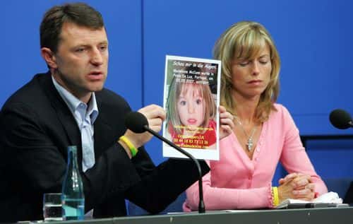 Kate and Gerry McCann, the parents of the missing 4-year-old British girl Madeleine McCann, hold up a picture of Madeleine during a press conference on June 6, 2007 in Berlin, Germany. Kate and her husband Gerry are in Berlin to spread the word in the search for their missing duaghter Madeleine who disappeared from their holiday apartment in Praia da Luz, Portugal on May 3, 2007.