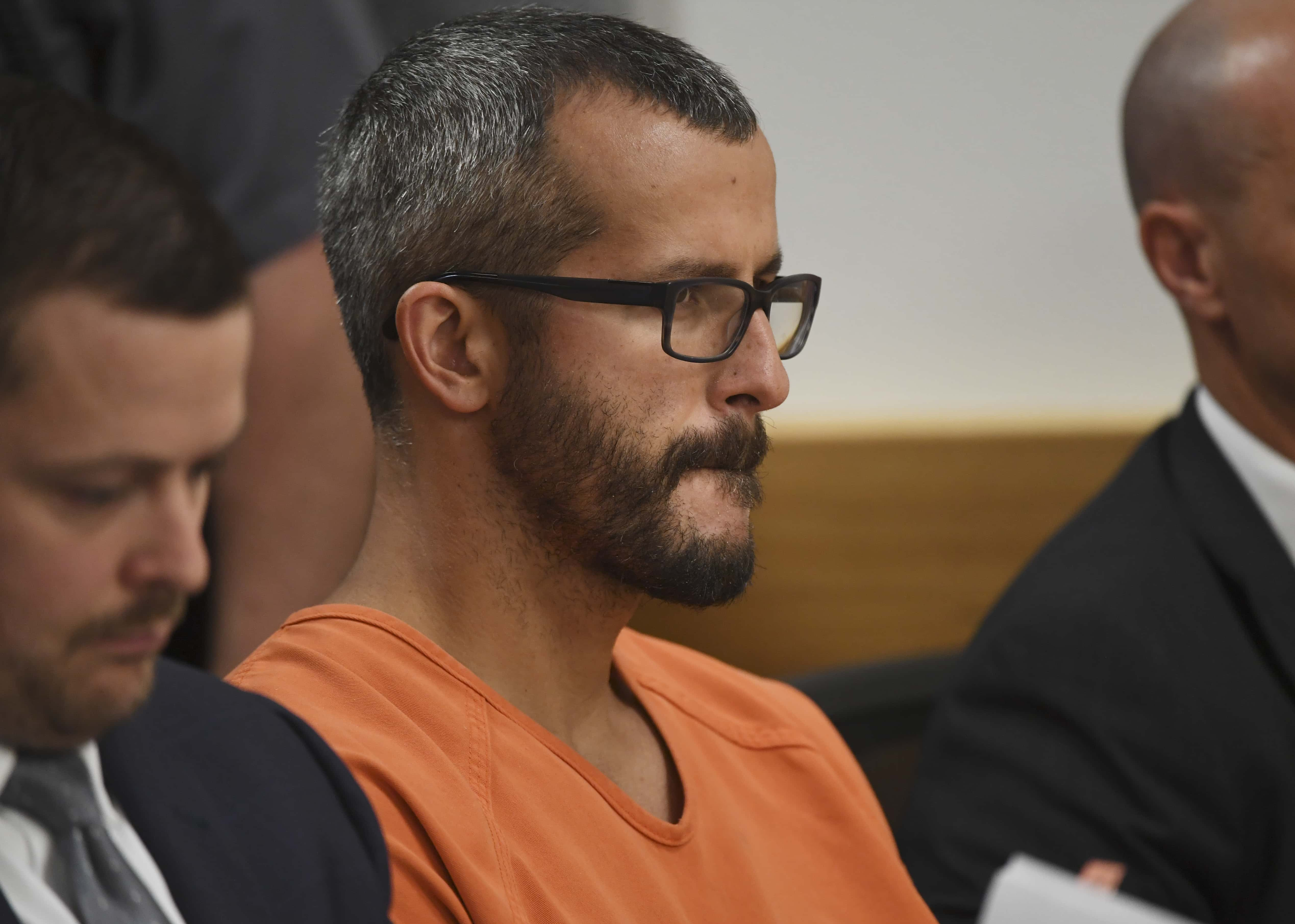 GREELEY, CO - AUGUST 21: Christopher Watts is in court for his arraignment hearing at the Weld Count