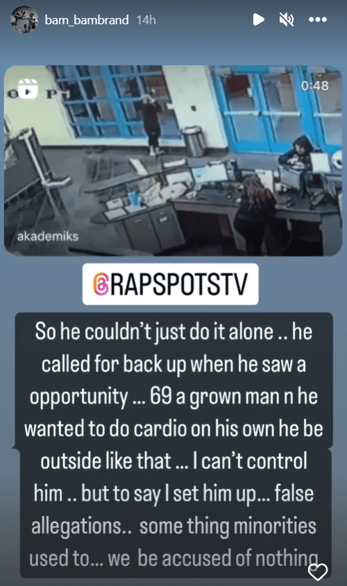 Bam Bam rejected claims that he was behind the attack on Tekashi 6ix9ine (Instagram/@bam_bambrand)