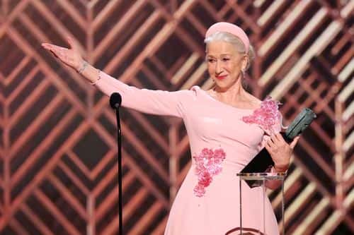 Helen Mirren accepts the Screen Actors Guild Life Achievement Award onstage during the 28th Annual Screen Actors Guild Awards at Barker Hangar on February 27, 2022 in Santa Monica, California.