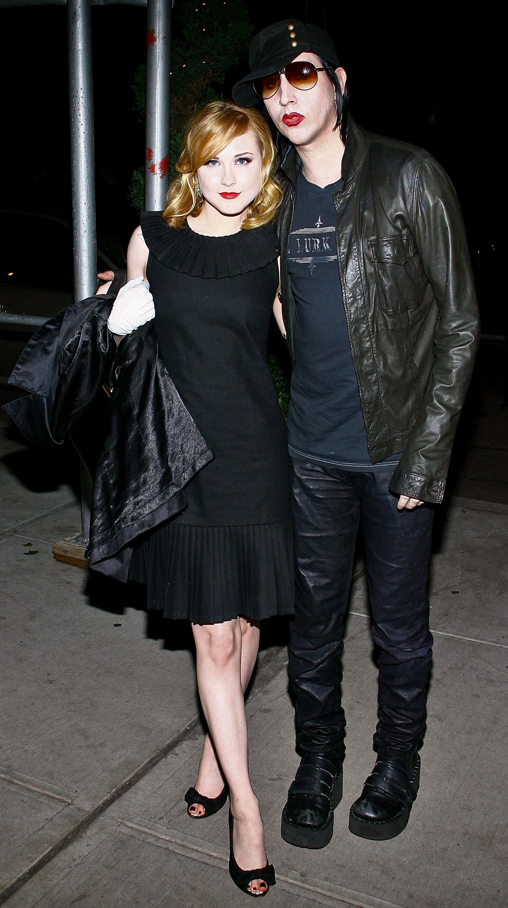 (Exclusive Access) Actress Evan Rachel Wood and musician Marilyn Manson arrive for the after party for a special screening of