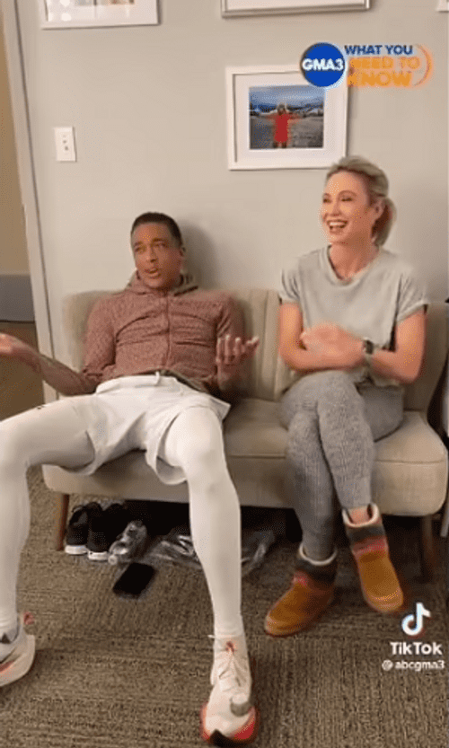 Videos and clips of Amy Robach and TJ Holmes' romance have surfaced on the internet (screenshot abcgma3/TikTok)
