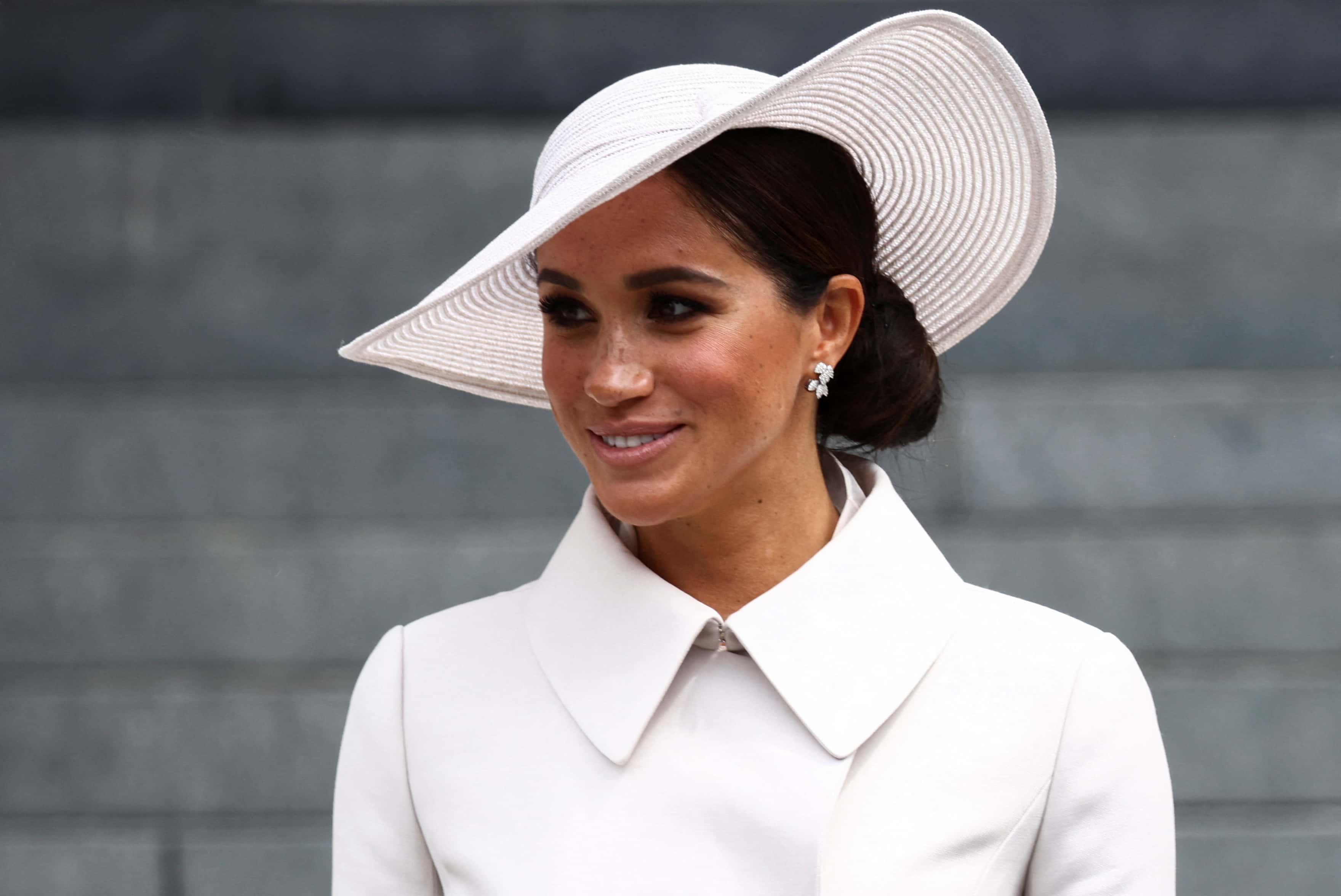 Meghan, Duchess of Sussex departs after the National Service of Thanksgiving to Celebrate the Platinum Jubilee of Her Majesty The Queen at St Paul's Cathedral on June 3, 2022 in London, England. The Platinum Jubilee of Elizabeth II is being celebrated from June 2 to June 5, 2022, in the UK and Commonwealth to mark the 70th anniversary of the accession of Queen Elizabeth II on 6 February 1952.