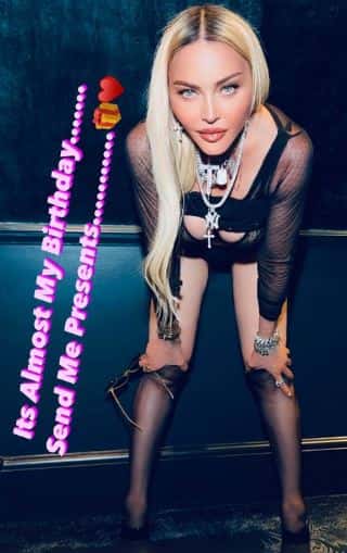 Madonna dressed up in an all-black outfit (@Madonna/Instagram)