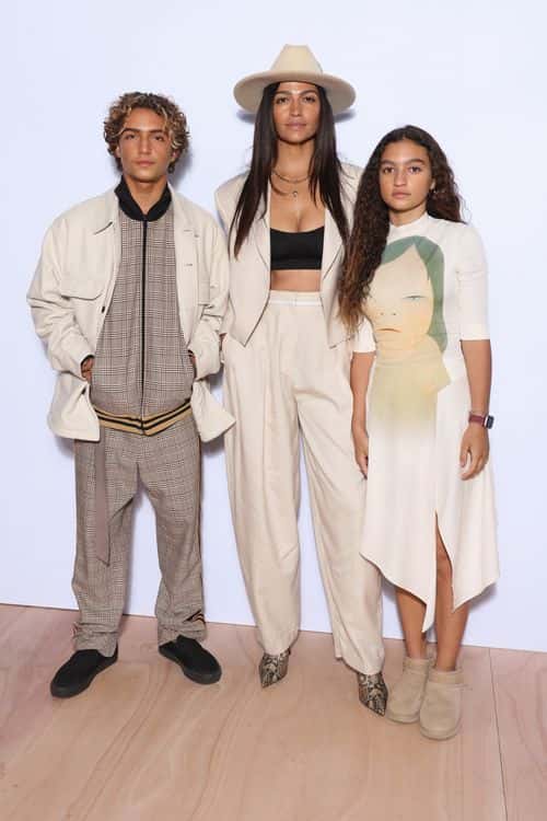 (EDITORIAL USE ONLY - For Non-Editorial use please seek approval from Fashion House) Camila Alves McConaughey (C) with son Levi Alves McConaughey (L) and daughter Vida Alves McConaughey (R) attend the Stella McCartney Womenswear Fall Winter 2023-2024 show as part of Paris Fashion Week  on March 06, 2023 in Paris, France.