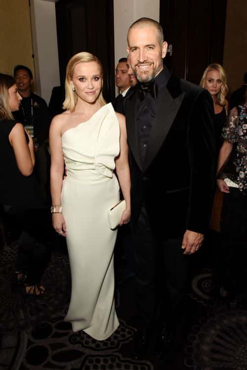 Reese Witherspoon and Jim Toth attend the 77th Annual Golden Globe Awards sponsored by Icelandic Glacial on January 5, 2020 at the Beverly Hilton in Los Angeles, CA.