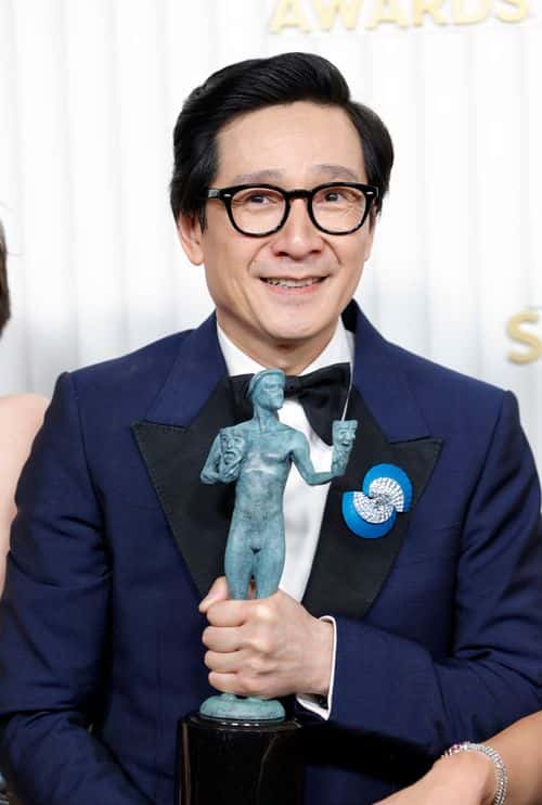 Ke Huy Quan, recipient of the Outstanding Performance by a Male Actor in a Supporting Role award for “Everything Everywhere All at Once” and  Outstanding Performance by a Cast in a Motion Picture award for