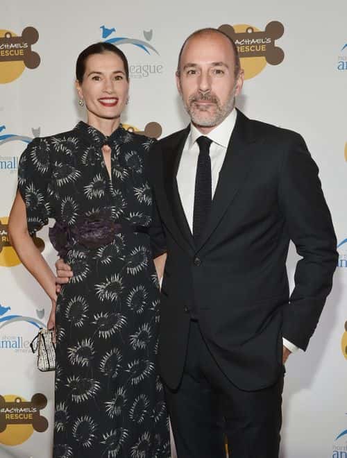 Annette Roque (L) and television journalist Matt Lauer attend the 2013 Animal League America Celebrity gala at The Waldorf Astoria on November 22, 2013 in New York City.