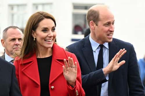 Prince William, Prince of Wales and Catherine, Princess of Wales during their visit to the RNLI (Royal National Lifeboat Institution) Holyhead Lifeboat Station, during a visit to Wales on September 27, 2022 in Holyhead, Wales.