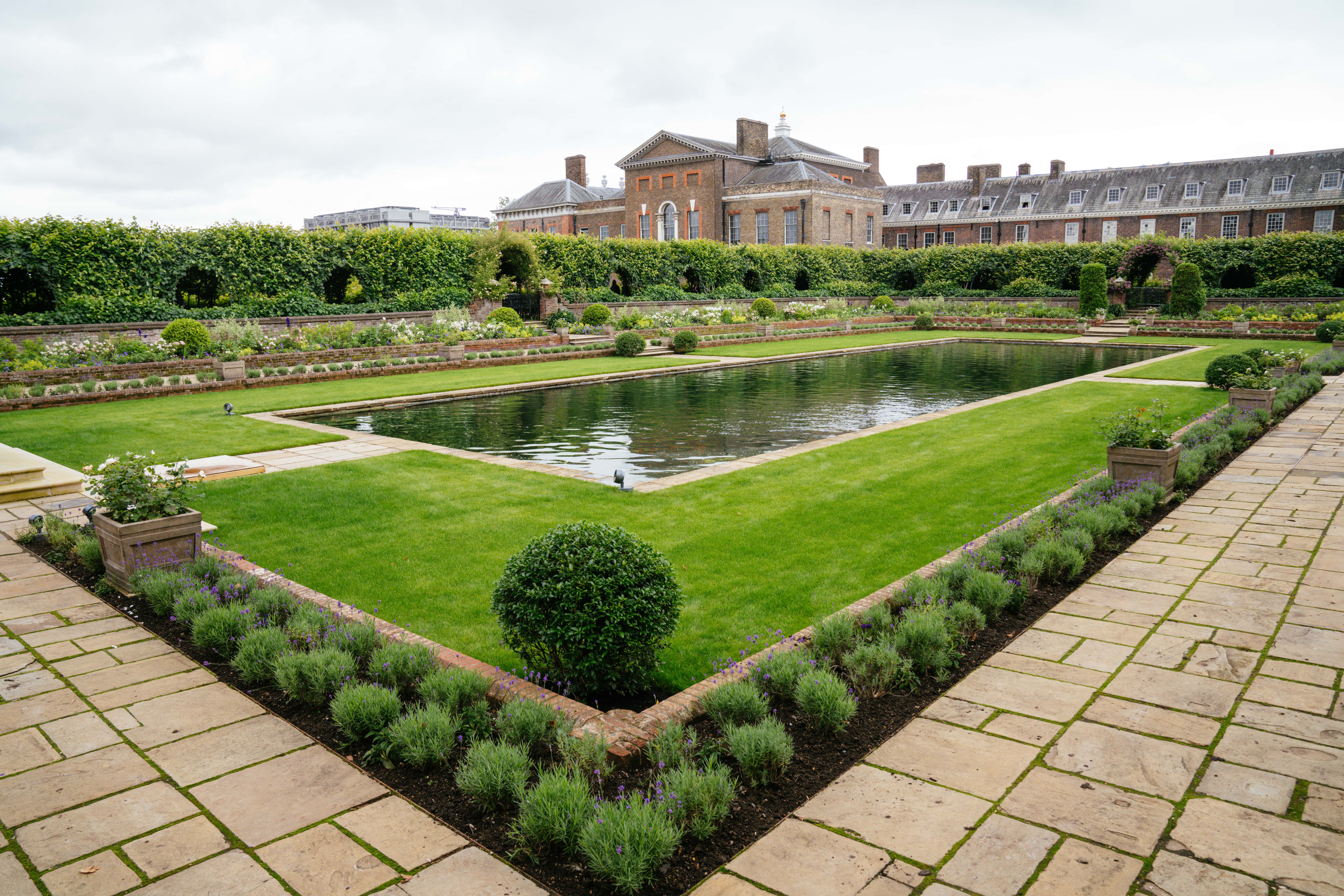 In this handout image supplied by Kensington Palace and released on July 01, 2021, the newly redesigned Sunken Garden is pictured at Kensington Palace in London, England. A statue of Diana, Princess of Wales will be unveiled in the Sunken Garden on July 01.