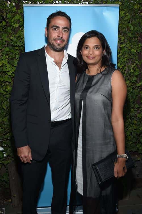 General Counsel at Dropbox Ramsey Homsany (L) and General Counsel at Twitter Vijaya Gadde attends the