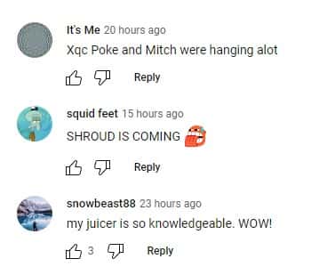 Comments left on xQc claims on Big Streamers (xQc clips/YouTube)