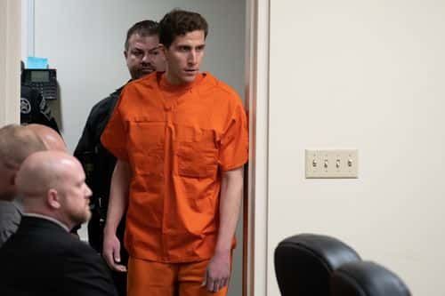Bryan Kohberger, right, appears at a hearing in Latah County District Court on January 5, 2023, in Moscow, Idaho. Kohberger has been arrested for the murders of four University of Idaho students in November 2022.