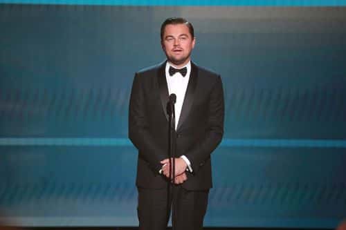 Leonardo DiCaprio presents the SAG Life Achievment Award  onstage during the 26th Annual Screen Actors Guild Awards at The Shrine Auditorium on January 19, 2020 in Los Angeles, California.