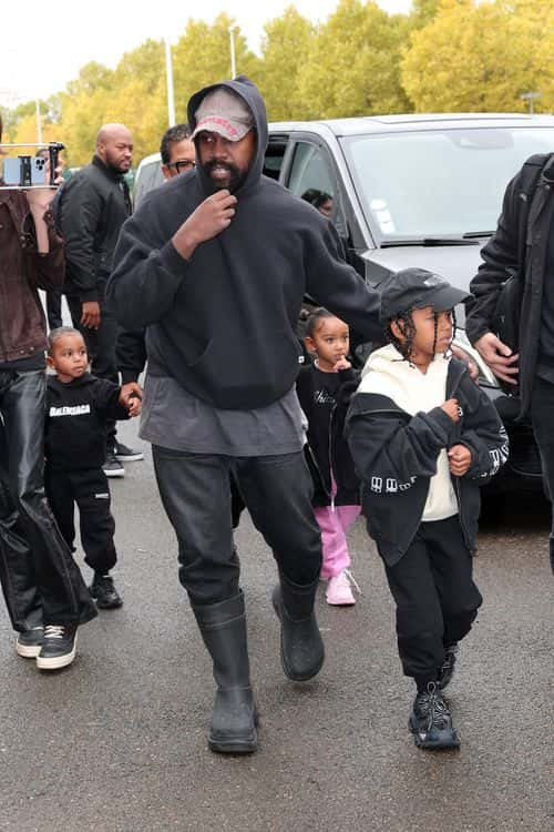 VILLEPINTE, FRANCE - OCTOBER 02: Kanye West, Saint West, Psalm West and Chicago West attend the Bale