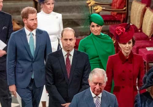 Prince Harry, Duke of Sussex, Meghan, Duchess of Sussex, Prince William, Duke of Cambridge, Catherine, Duchess of Cambridge and Prince Charles, Prince of Wales attend the Commonwealth Day Service 2020 on March 9, 2020 in London, England.