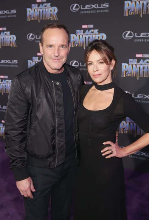 Actors Clark Gregg and Jennifer Grey at the Los Angeles World Premiere of Marvel Studios' BLACK PANTHER at Dolby Theatre on January 29, 2018 in Hollywood, California.