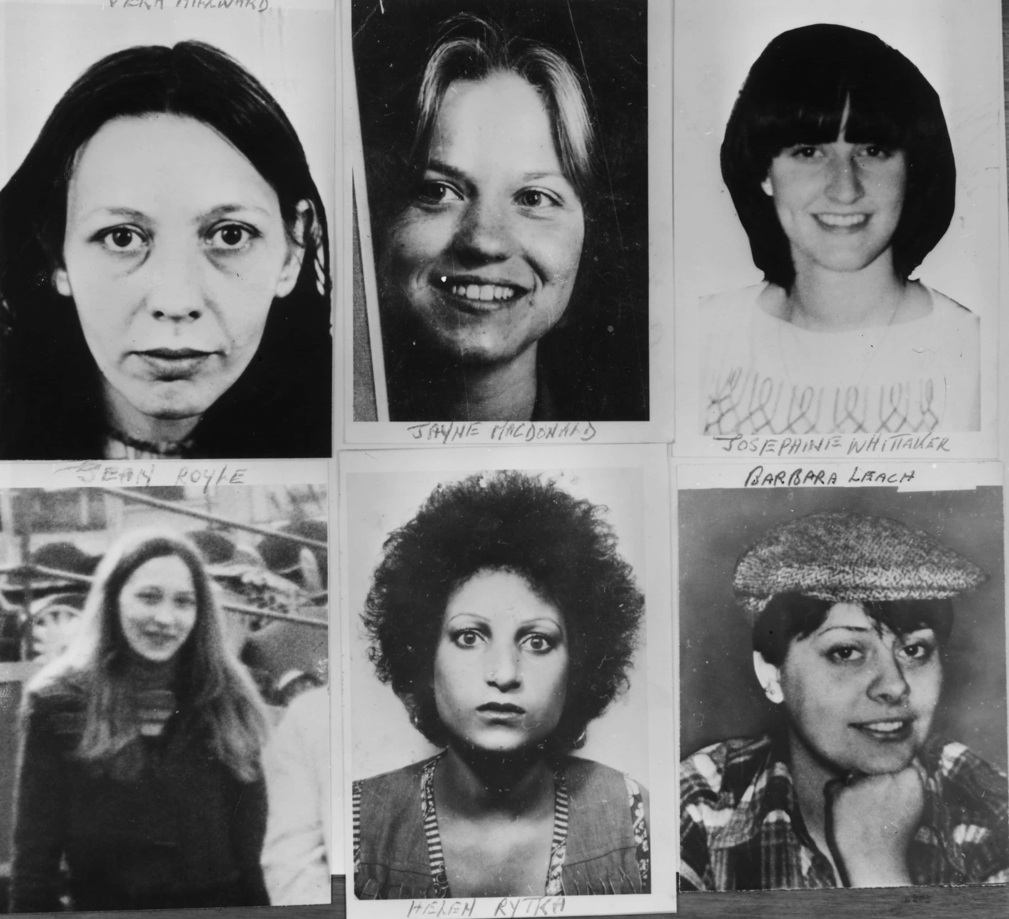 Six of the young women murdered by Peter Sutcliffe, known as the Yorkshire Ripper.  Top left to right; Vera Millward, Jayne MacDonald, Josephine Whittaker and bottom left to right; Jean Royle, Helga Rytka and Barbara Leach.