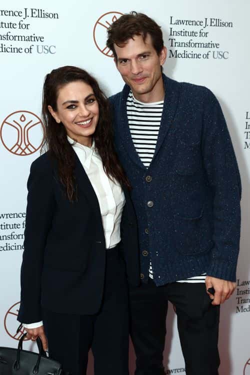 Mila Kunis and Ashton Kutcher attend the Grand Opening of the Lawrence J. Ellison Institute on September 28, 2021 in Los Angeles, California.