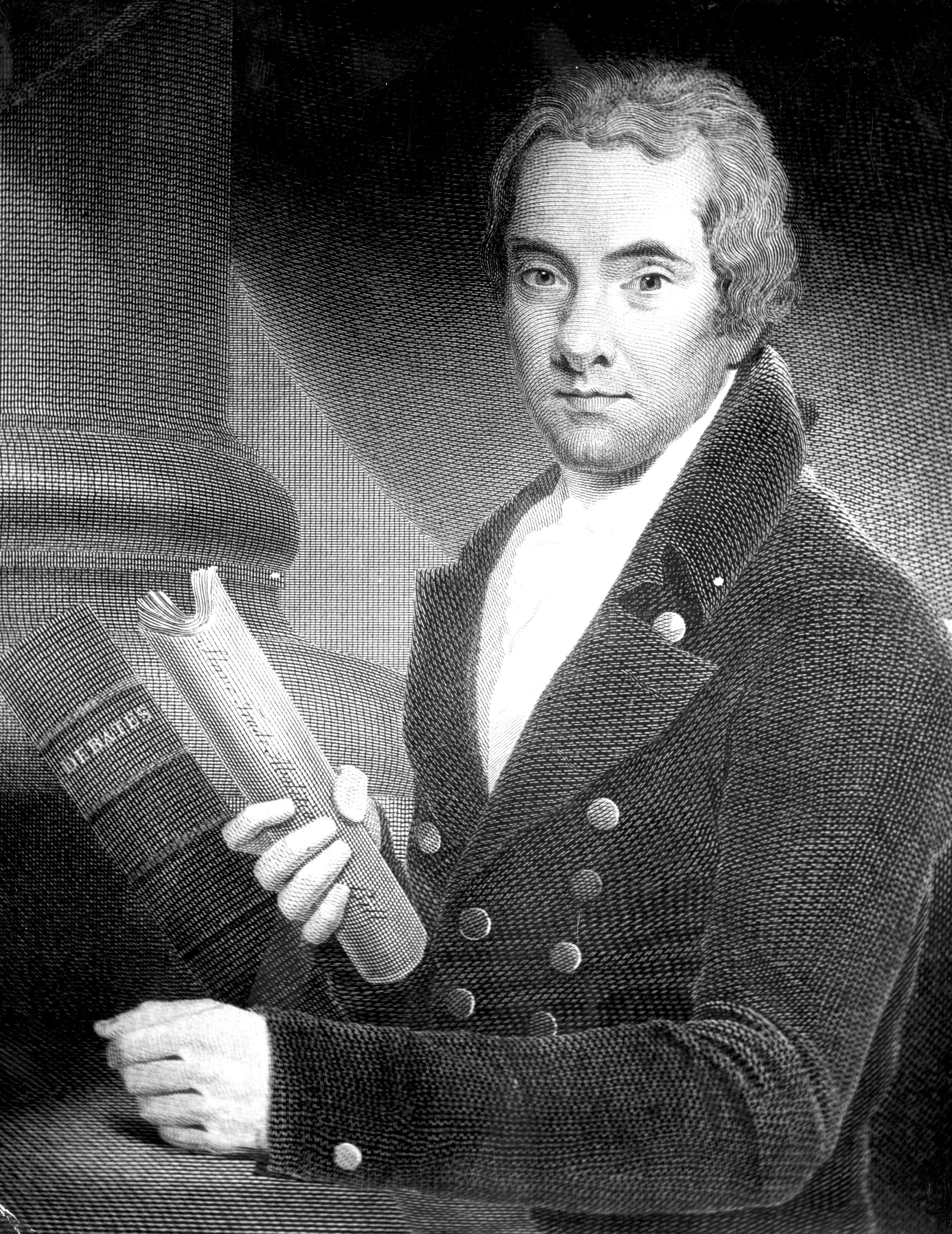 English reformer William Wilberforce, painted by John Russell, holding a copy of the 'Slavetrade Abolition Bill'.