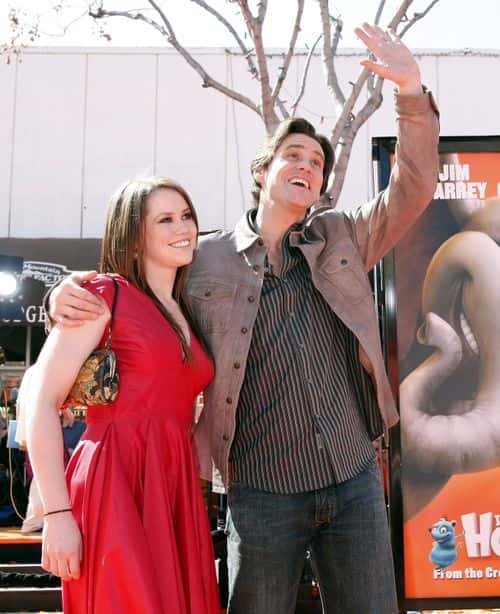 Actor Jim Carrey (R) and his daughter Jane arrive at the world premiere of 20th Century Fox's