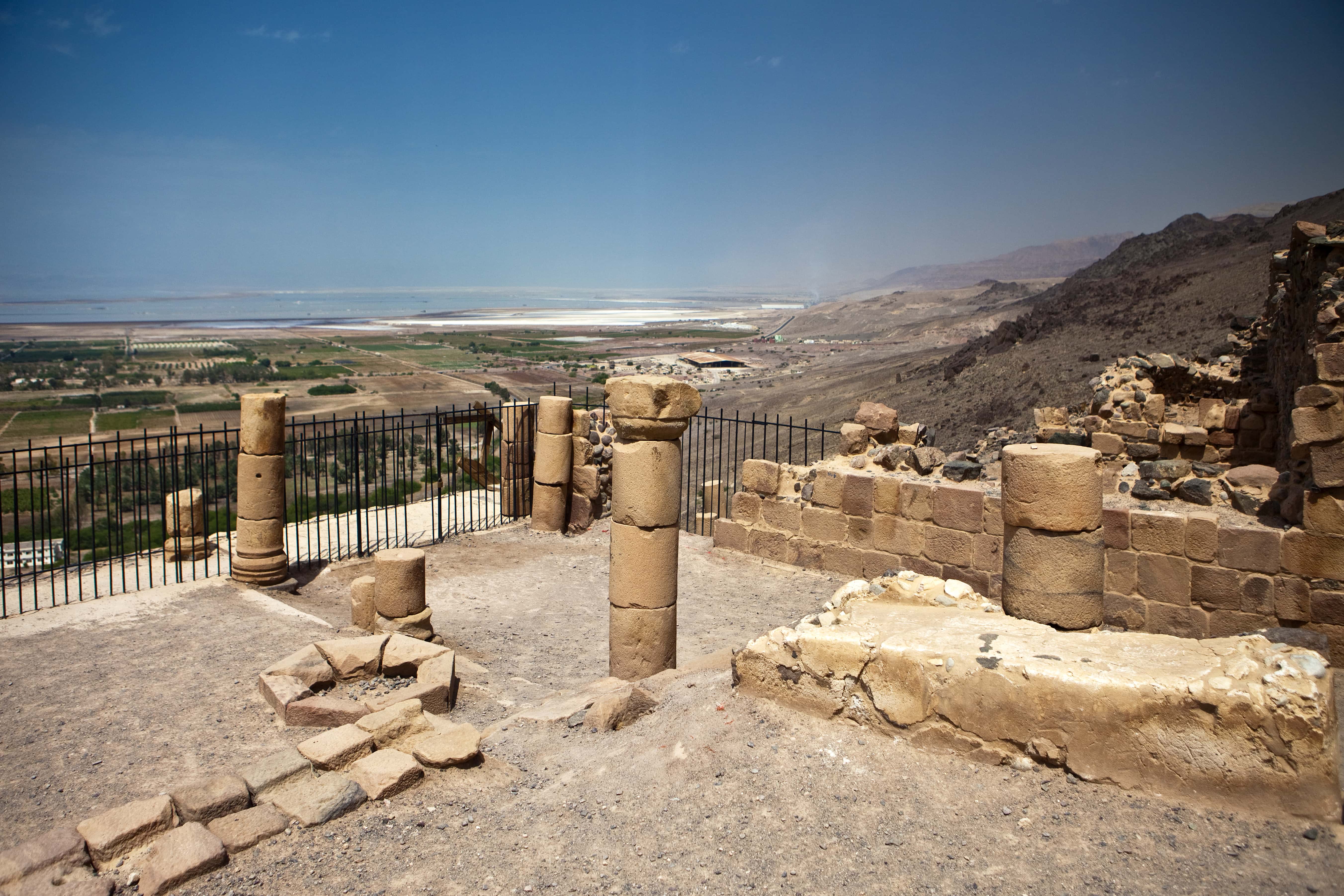 View from Lot's Cave showing the infamous Sodom and Gomorrah and other cities of the Dead Sea plain, Jordan, 2011