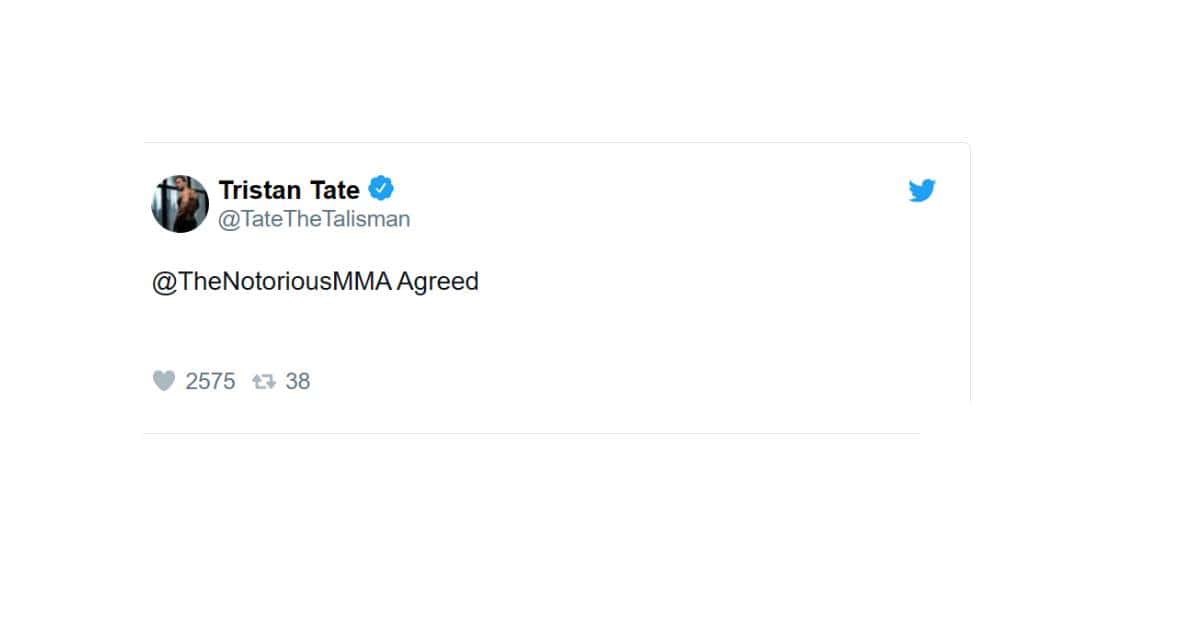 Tristan Tate's reaction on Conor McGregor's controversial statement (@TateTheTalisman/ Twitter)