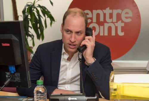 Prince Willaim, Duke of Cambridge officially launched the Centrepoint Helpline in London on February 13, 2017 in London, England. This is the first ever advice service that will offer young people who are either homeless or are at risk of homelessness a full support service. Centrepoint, of which His Royal Highness is Patron, has partnered with The Mix to deliver this project.