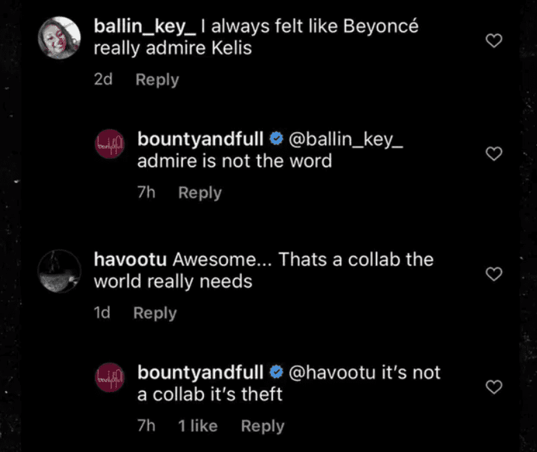 Kelis replying to fan over latest controversy (Photo by Instagram@kelistrends)